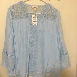 Women's 3/4-Sleeve Embroidered Lace Top Size Small NWT